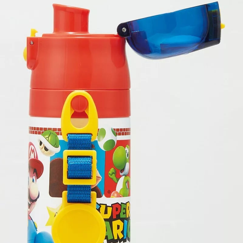Skater Stainless Steel Kids Water Bottle Direct Drinking 470ml Super Mario